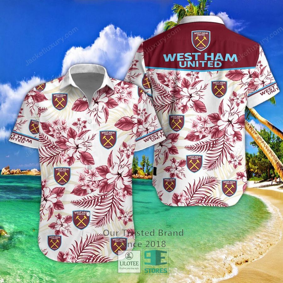 West Ham United F.C Hibiscus Hawaiian Shirt, Short