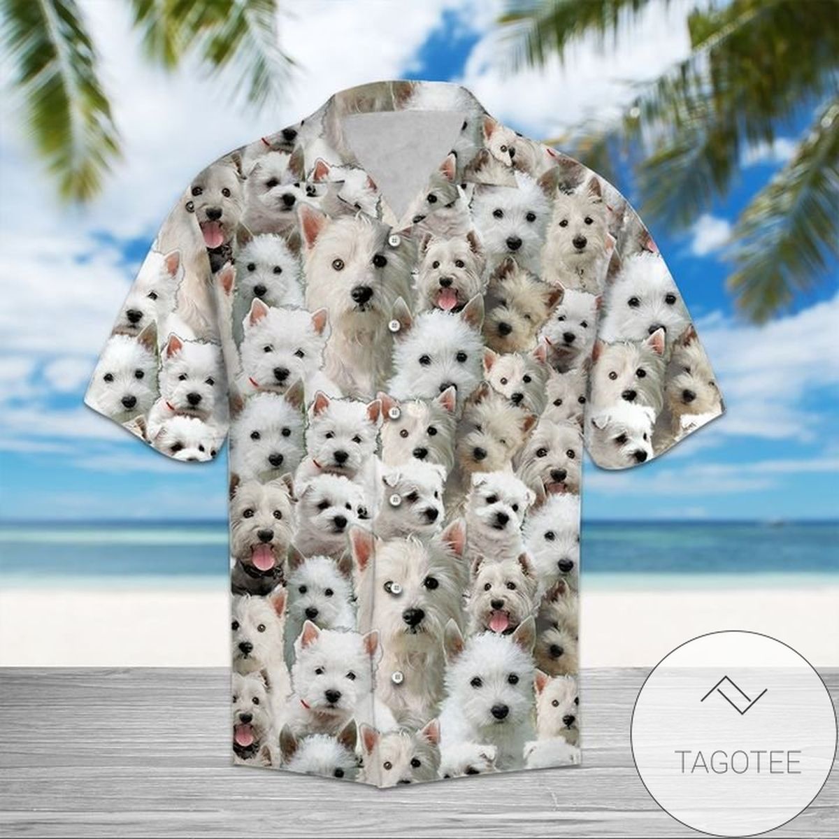 West Highland White Terrier Polyester Hawaiian Shirt