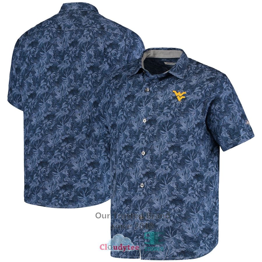 West Virginia Mountaineers Wes & Willy Floral Navy Hawaiian Shirt