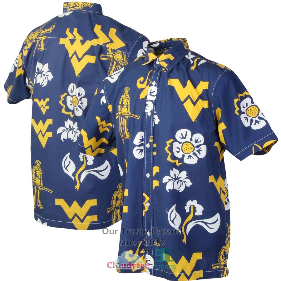 West Virginia Mountaineers Tommy Bahama Sport Jungle Shade Camp Navy Hawaiian Shirt