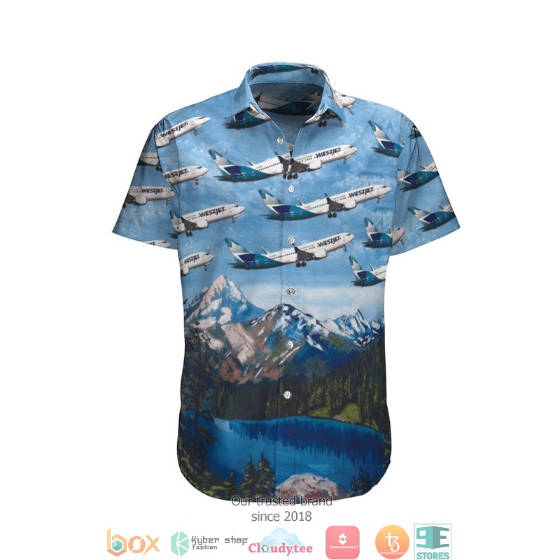 WestJet Boeing 737-8 MAX Short Sleeve Hawaiian Shirt