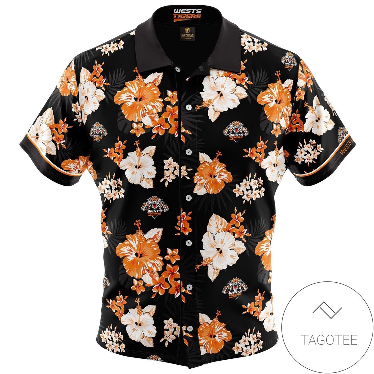 Wests Tigers All Over Print Summer Short Sleeve Hawaiian Beach Shirt