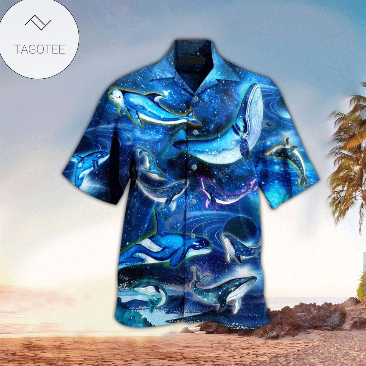 Whale Apparel Whale Hawaiian Button Up Shirt