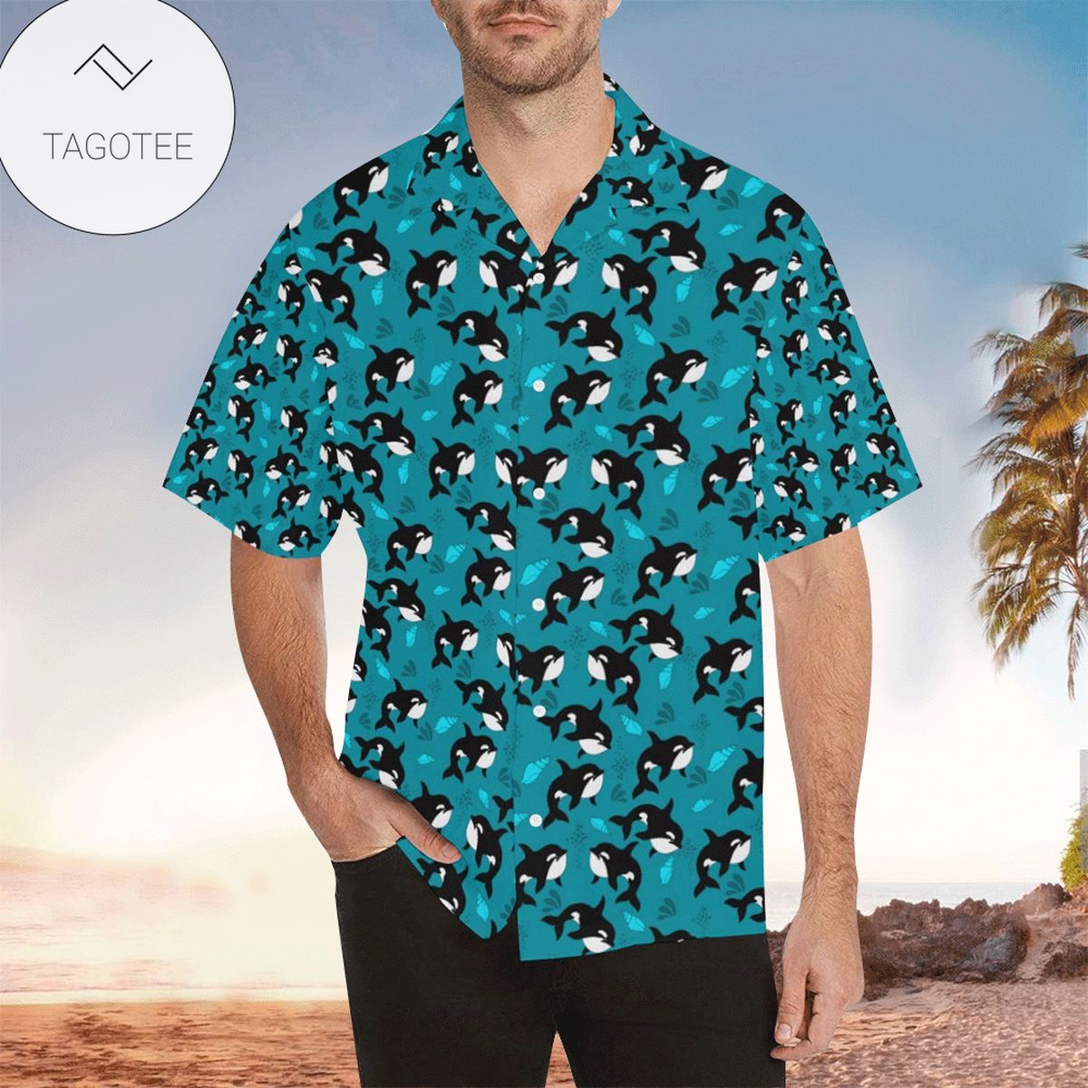 Whale Apparel Whale Hawaiian Button Up Shirt