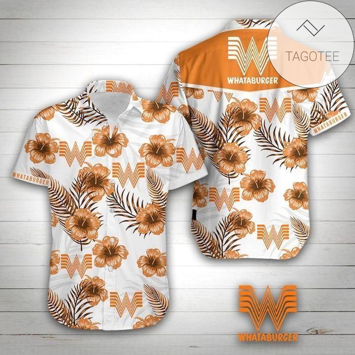 Whataburger Hawaiian Graphic Print Short Sleeve Hawaiian Casual Shirt