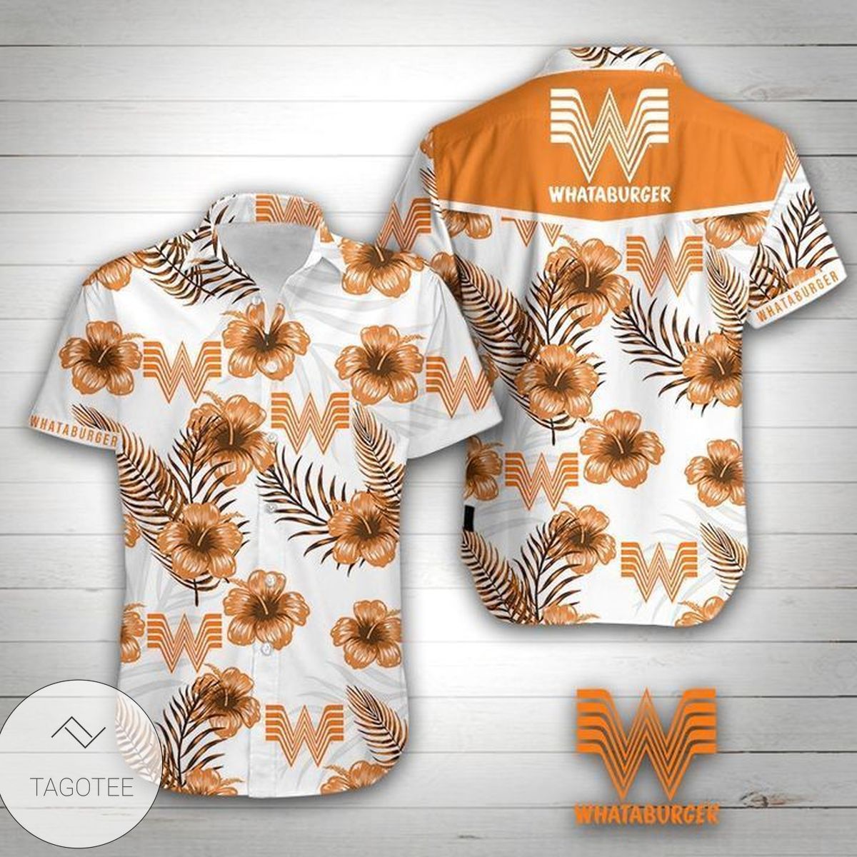 Whataburger Hawaiian Graphic Print Short Sleeve Hawaiian Casual Shirt