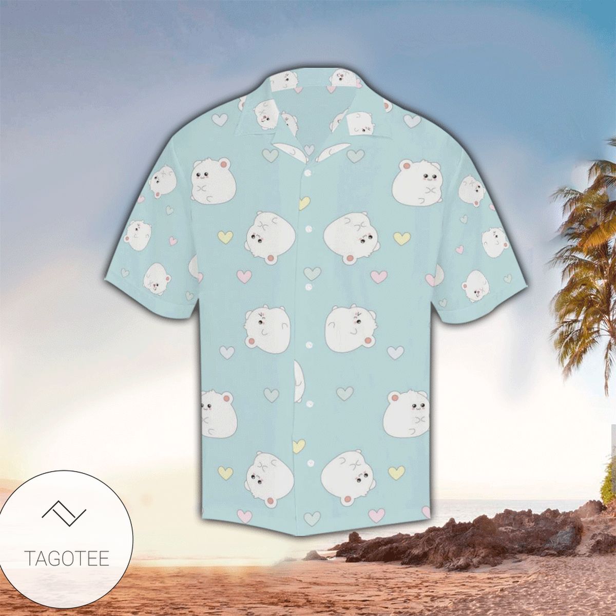 White Cow Tropical Leaf Pattern Hawaiian Shirt