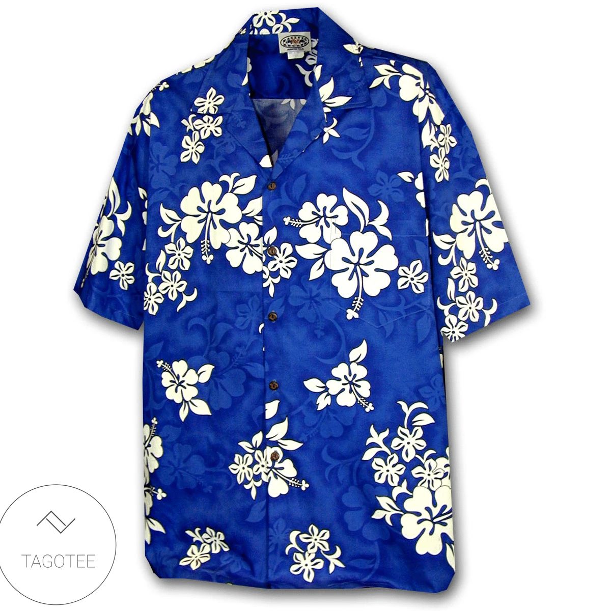 White Hibiscus Panel Hawaiian Shirt