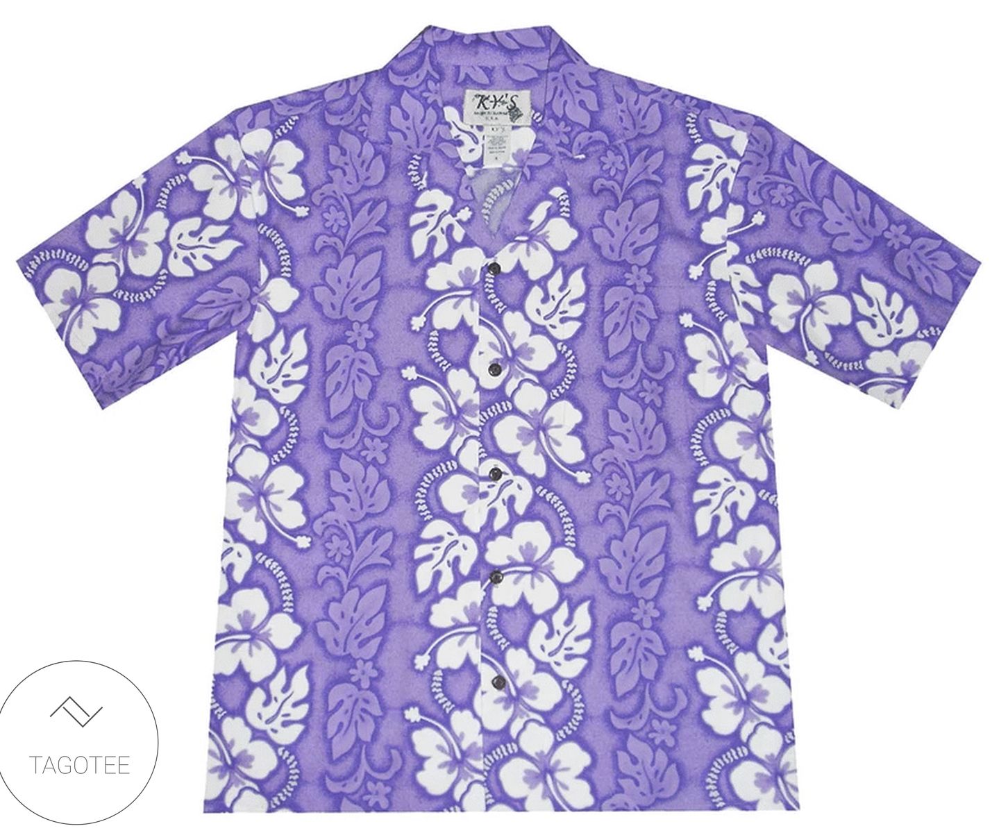 White Hibiscus Panel Hawaiian Shirt