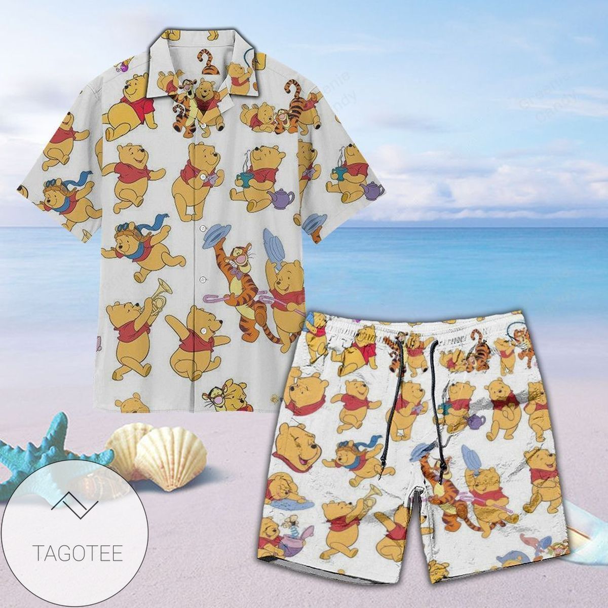 Winnie The Pooh All Over Print 3D Hawaiian Shirt And Beach Short