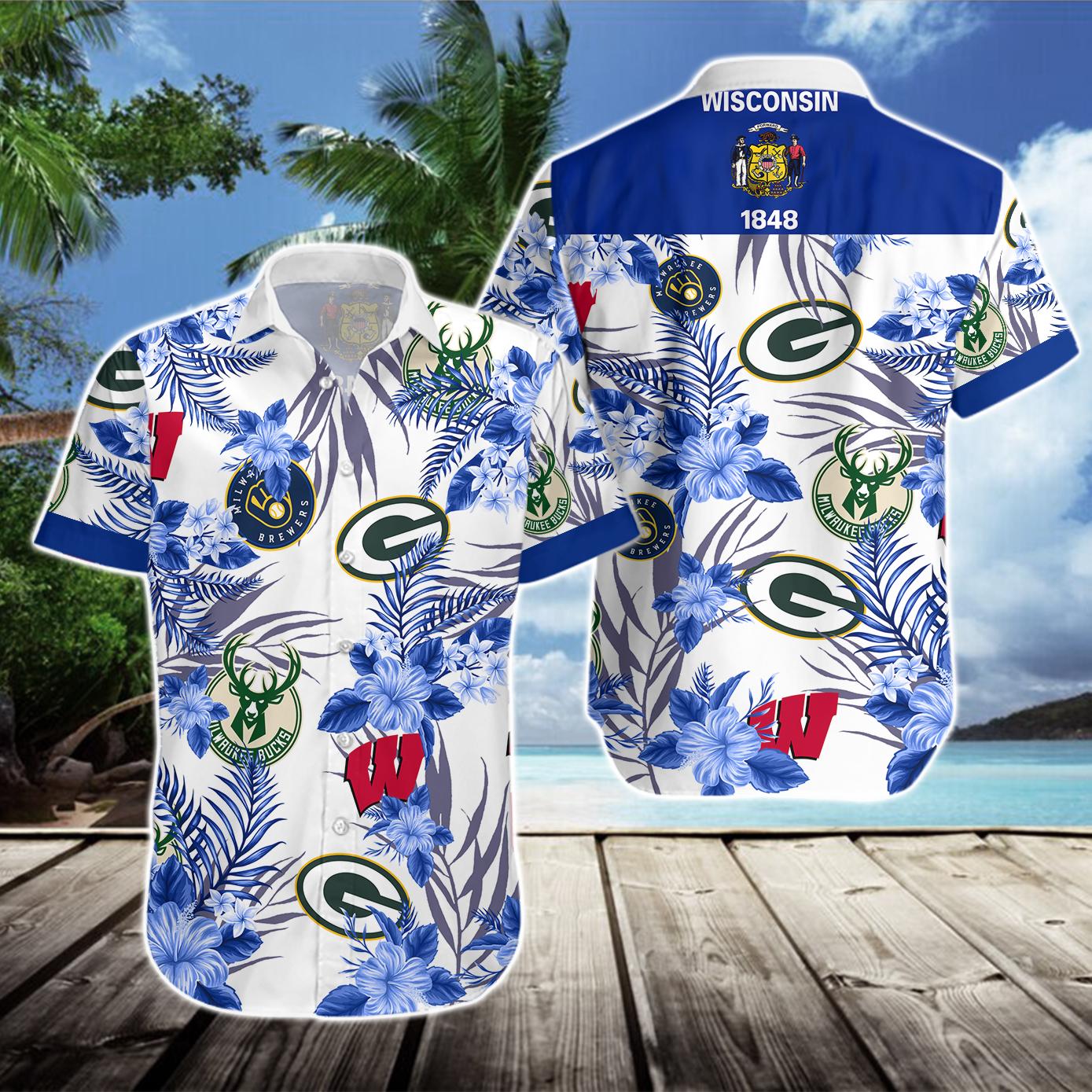 Wisconsin Badgers Milwaukee Brewers Hawaiian Shirt