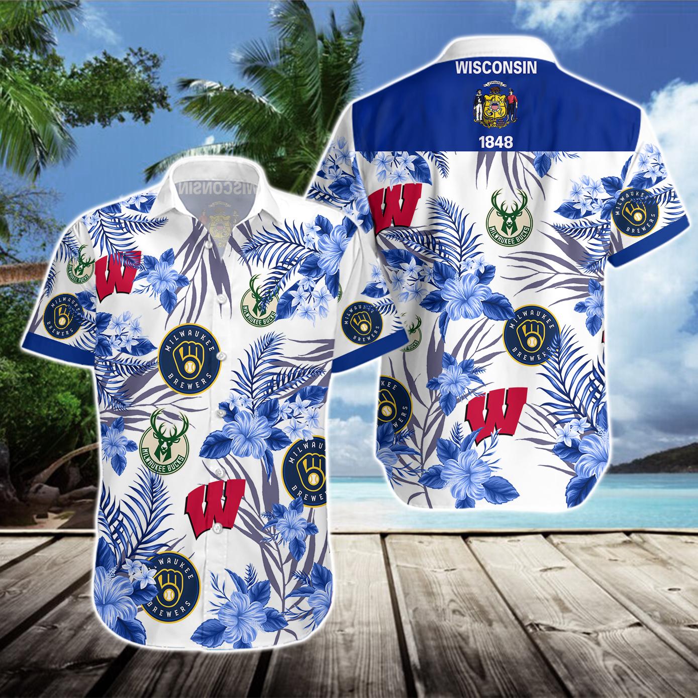 Wisconsin Badgers Milwaukee Brewers Hawaiian Shirt