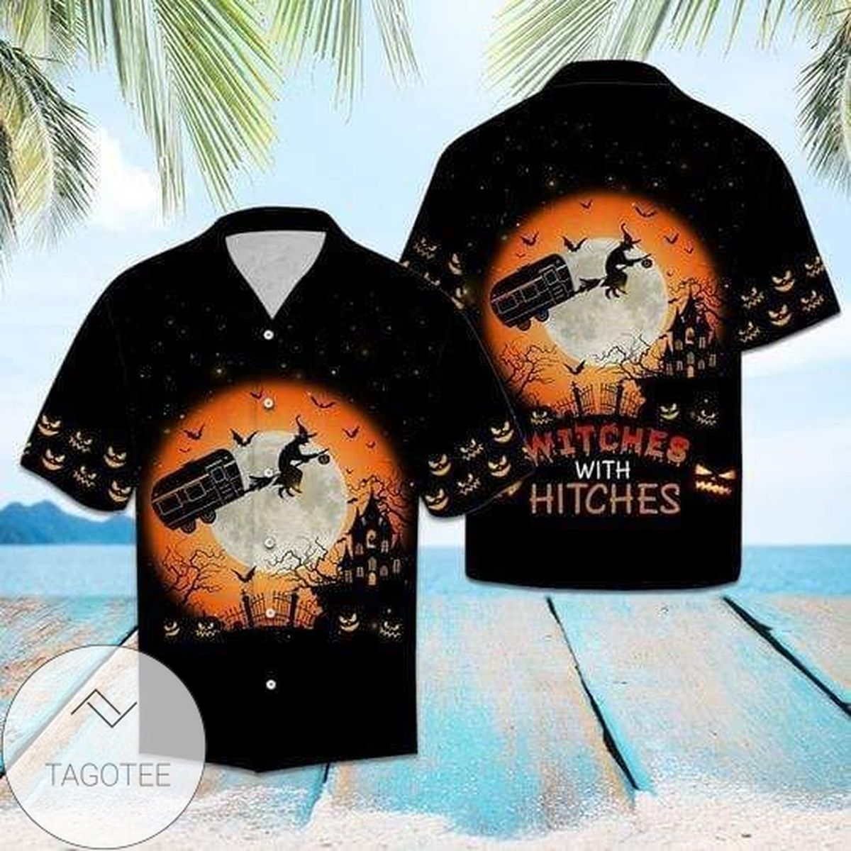 Witches Halloween Art Hawaiian Aloha Shirts