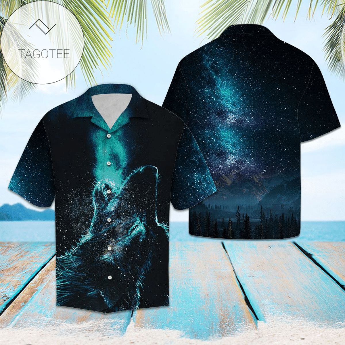 Wolf Galaxy Hawaiian Aloha Shirts