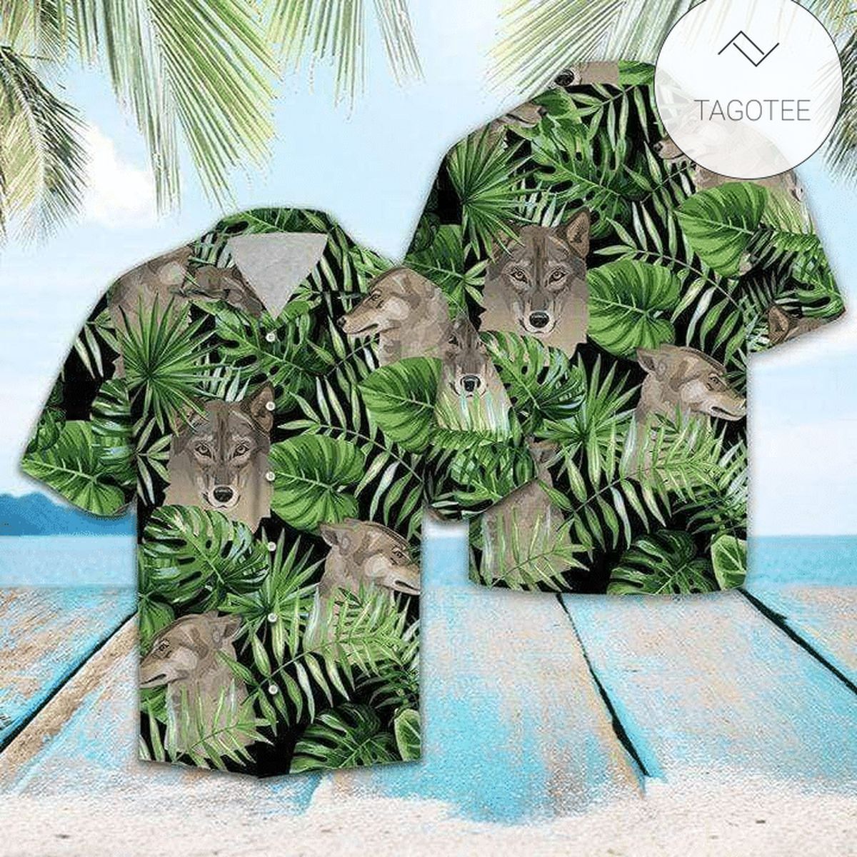 Wolf Summer Vibe Tropical Hawaiian Aloha Shirts