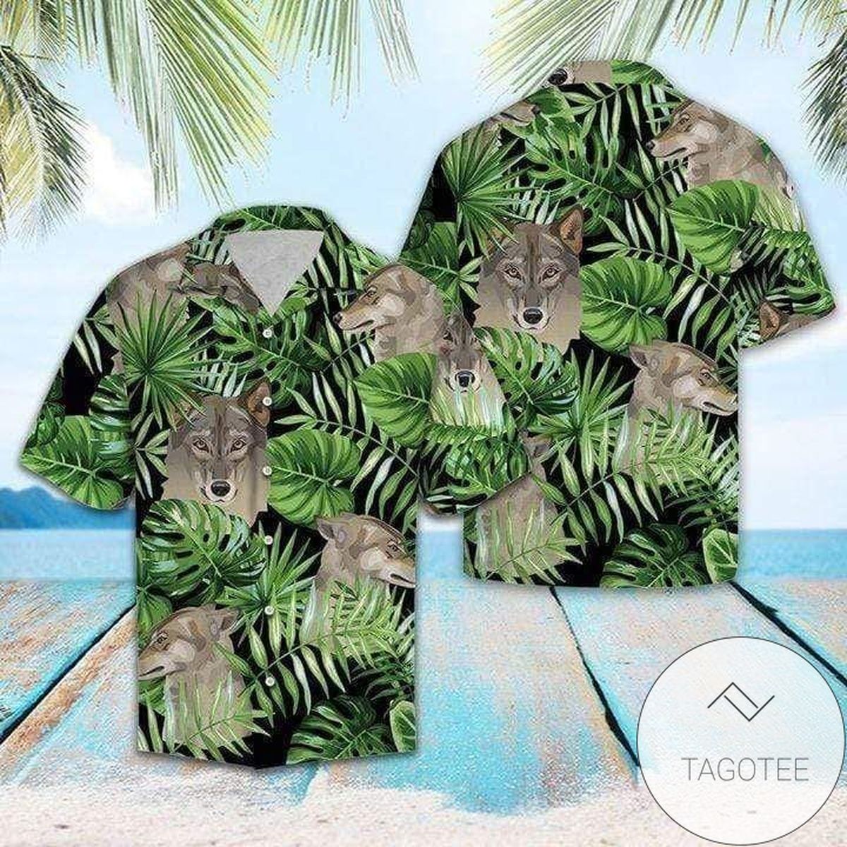 Wolf Summer Vibe Tropical 3D Print Polyester Hawaiian Shirt