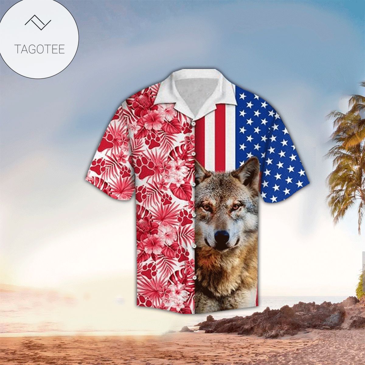 Wolves Mens Hawaiian Shirt Wolves Button Up Shirt