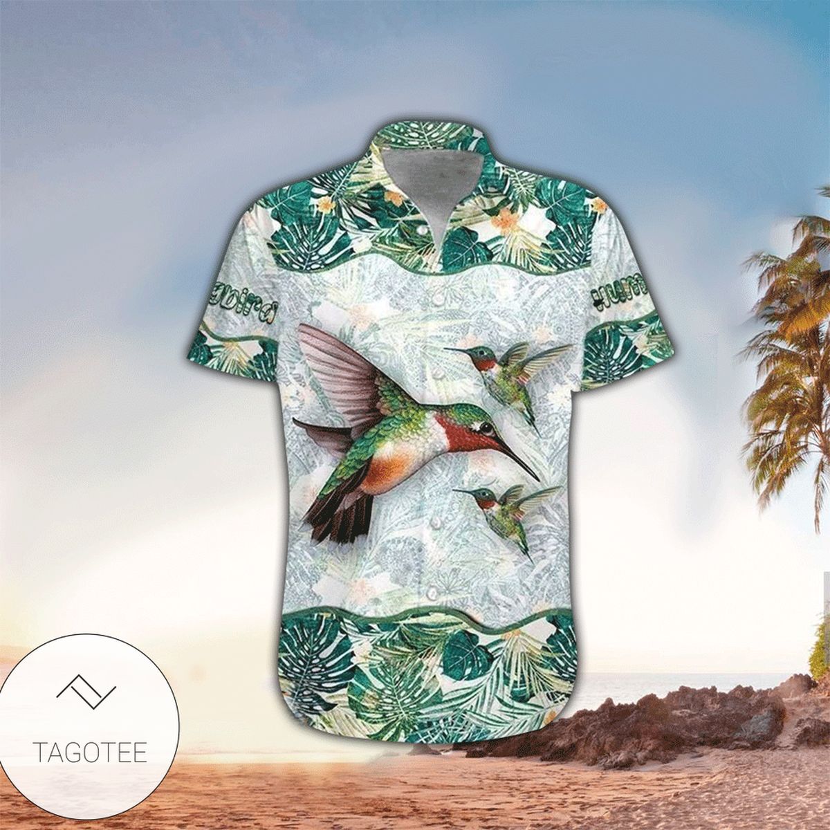 Wonderful Hummingbird Floral Dark Hawaiian Shirt