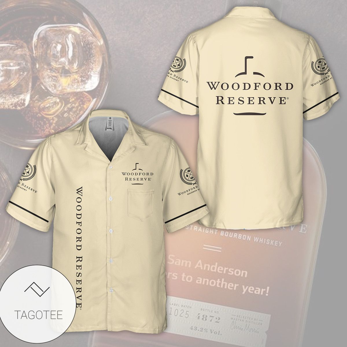 Woodford Reserve Bourbon All Over Print 3D Hawaiian Shirt – Beige