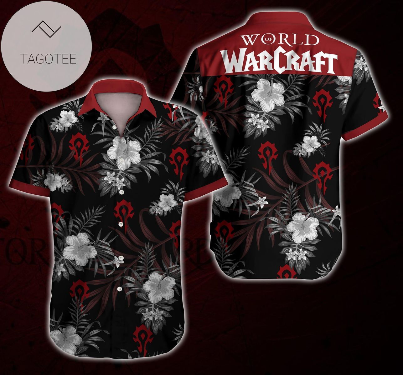 World Of Warcraft Alliance Hawaiian Graphic Print Short Sleeve Hawaiian Casual Shirt