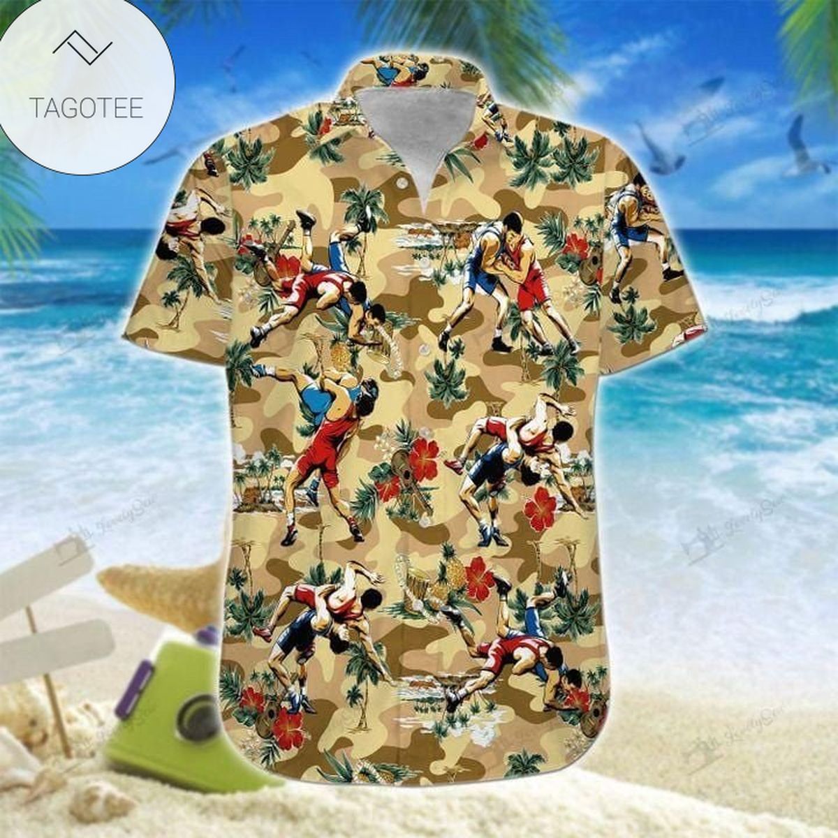 Wrestling Apparel Wrestling Hawaiian Button Up Shirt