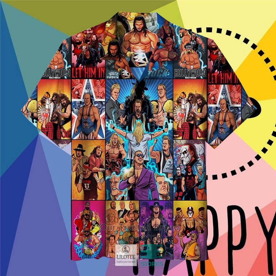 Wrestling Character Collage Art Casual Hawaiian Shirt