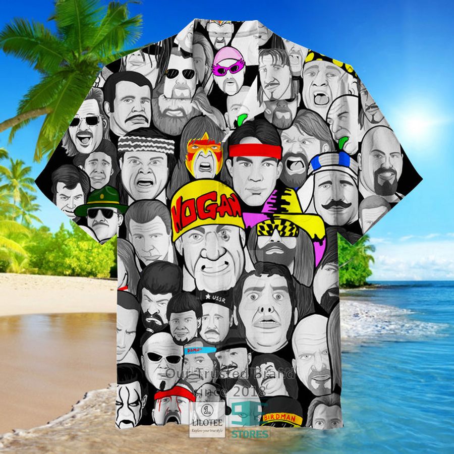 Wrestling Character Collage Art colorful Hawaiian Shirt