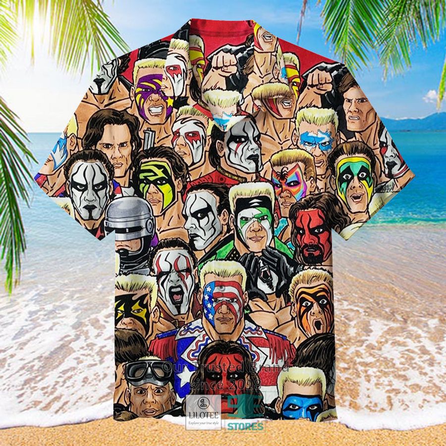 Wrestling Character Collage Art Casual Hawaiian Shirt