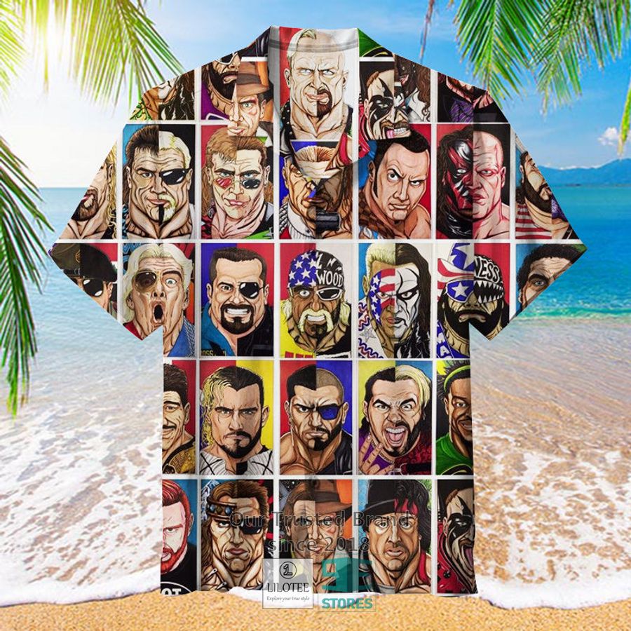 Wrestling Character Collage Art colorful Hawaiian Shirt