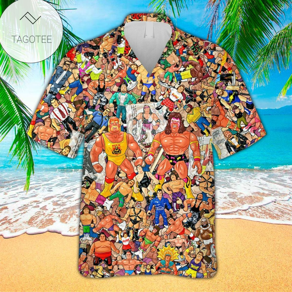 Wrestling Tropical Blue Hawaiian Shirt