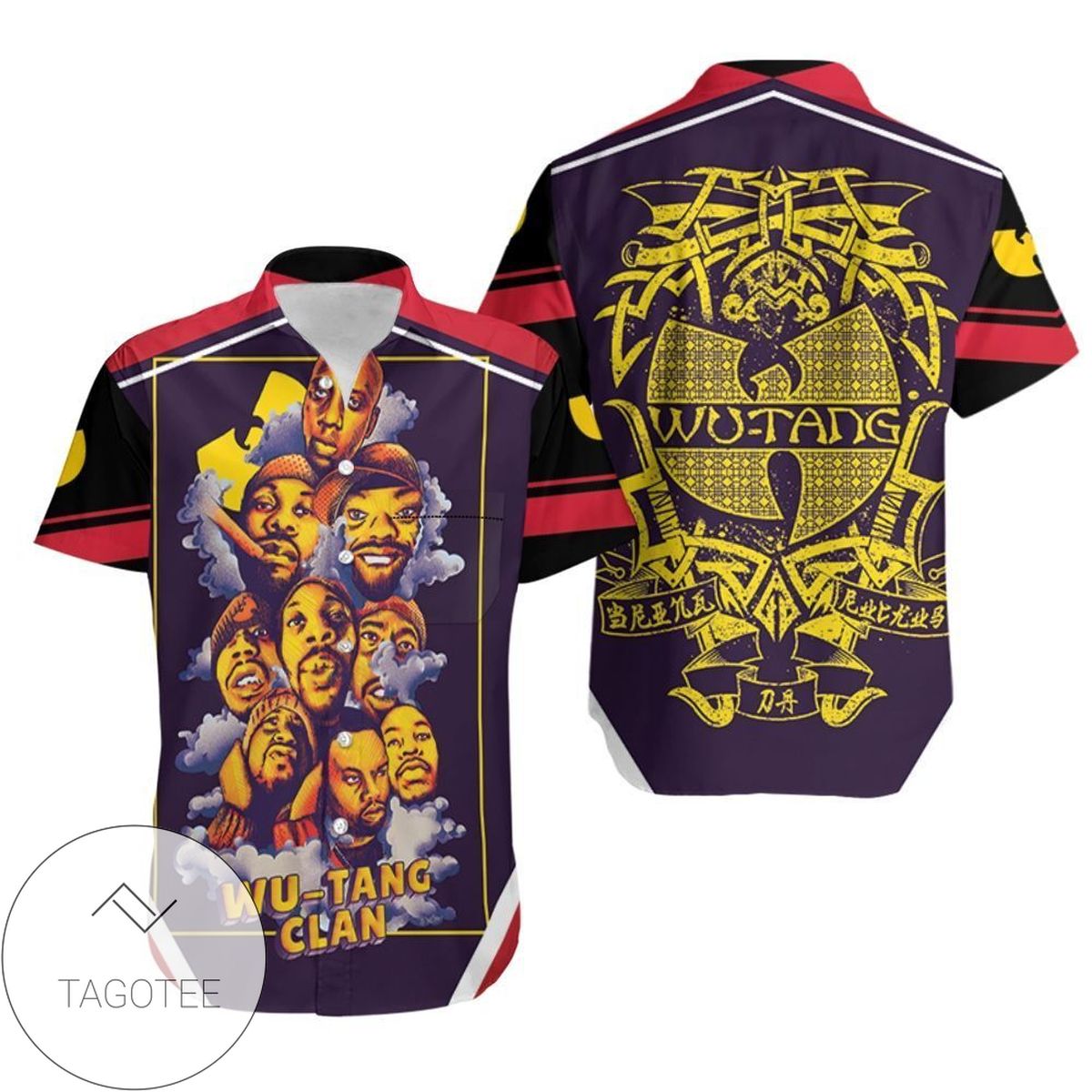 Wu Tang Clan The Chef Raekwon The Rza Ugod Legend Hip Hop Hawaiian Graphic Print Short Sleeve Hawaiian Casual Shirt