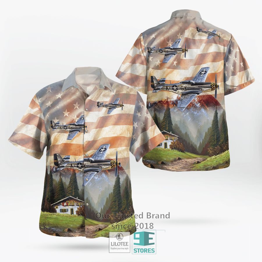 Wwii North American P-51 Mustang Military Aircraft Casual Hawaiian Shirt