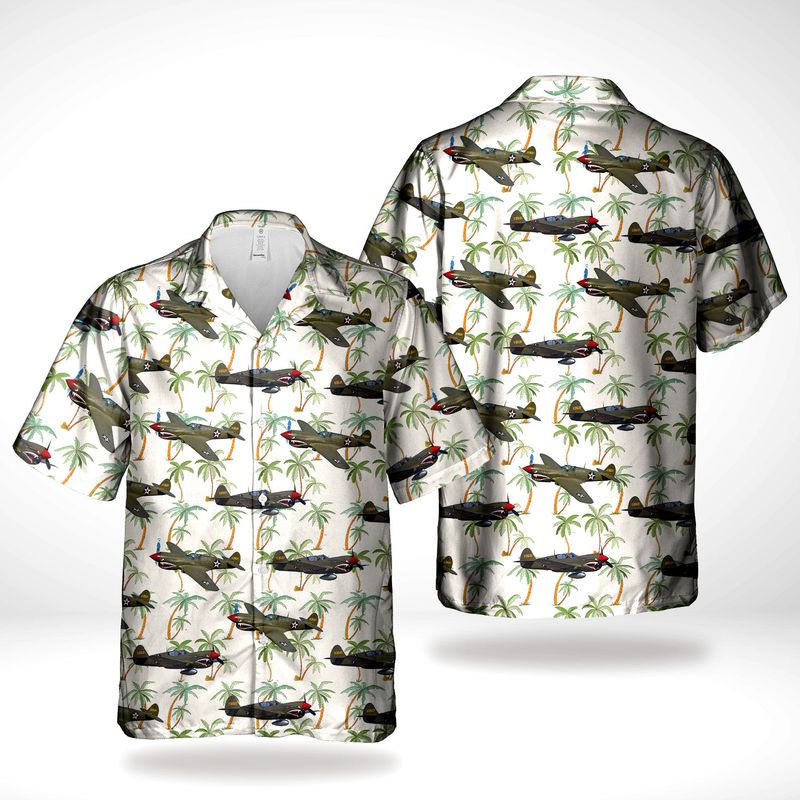 WWII Planes North American F-82 Twin Mustang Fighter Hawaiian Shirt