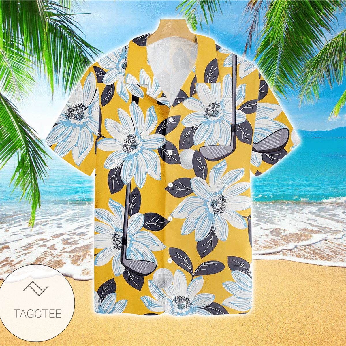 Yellow Hibicus Bigfoot Summer Style 2022 Authentic Hawaiian Shirts #dh