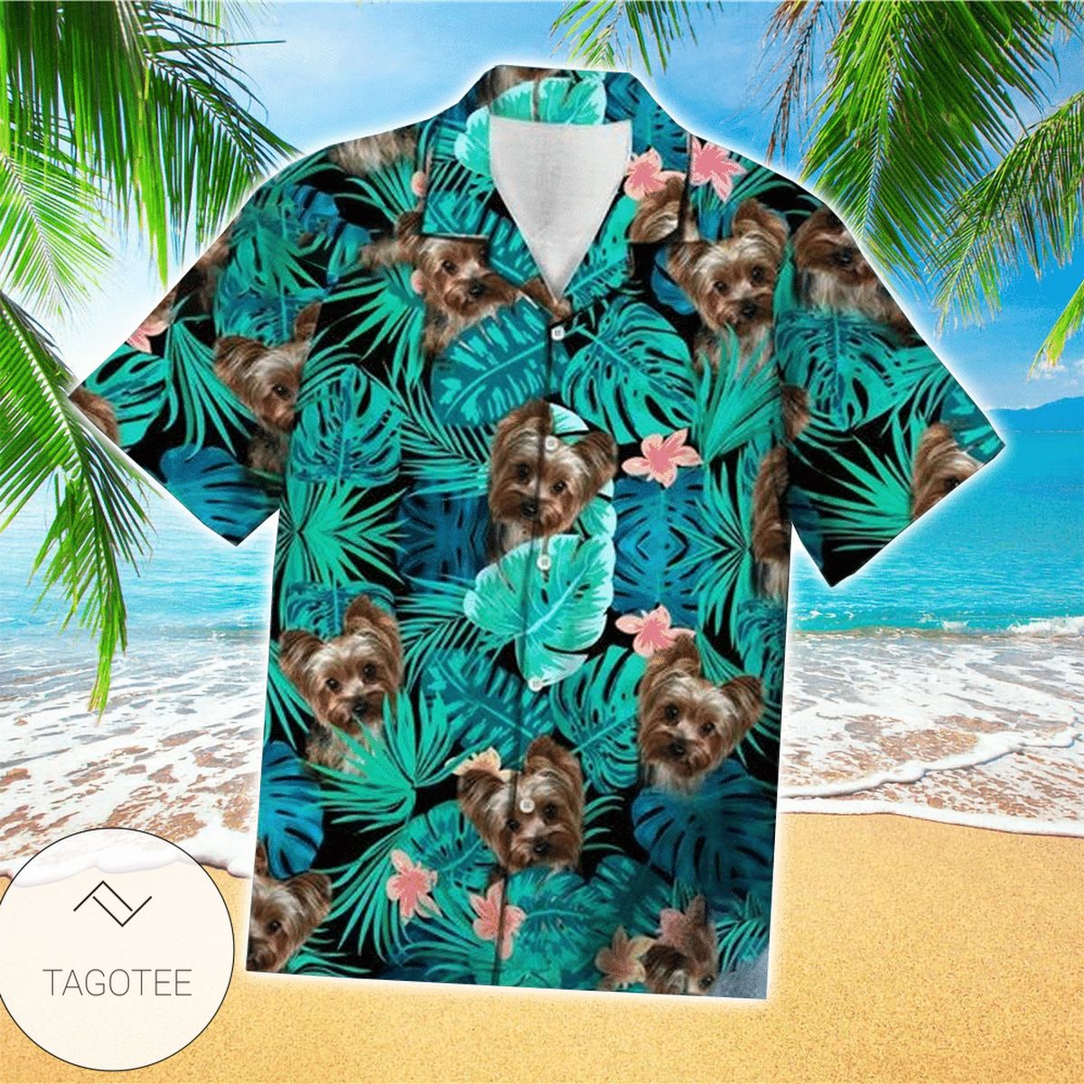 Yorkshire Terrier Green Amazing Design Unisex Hawaiian Shirt