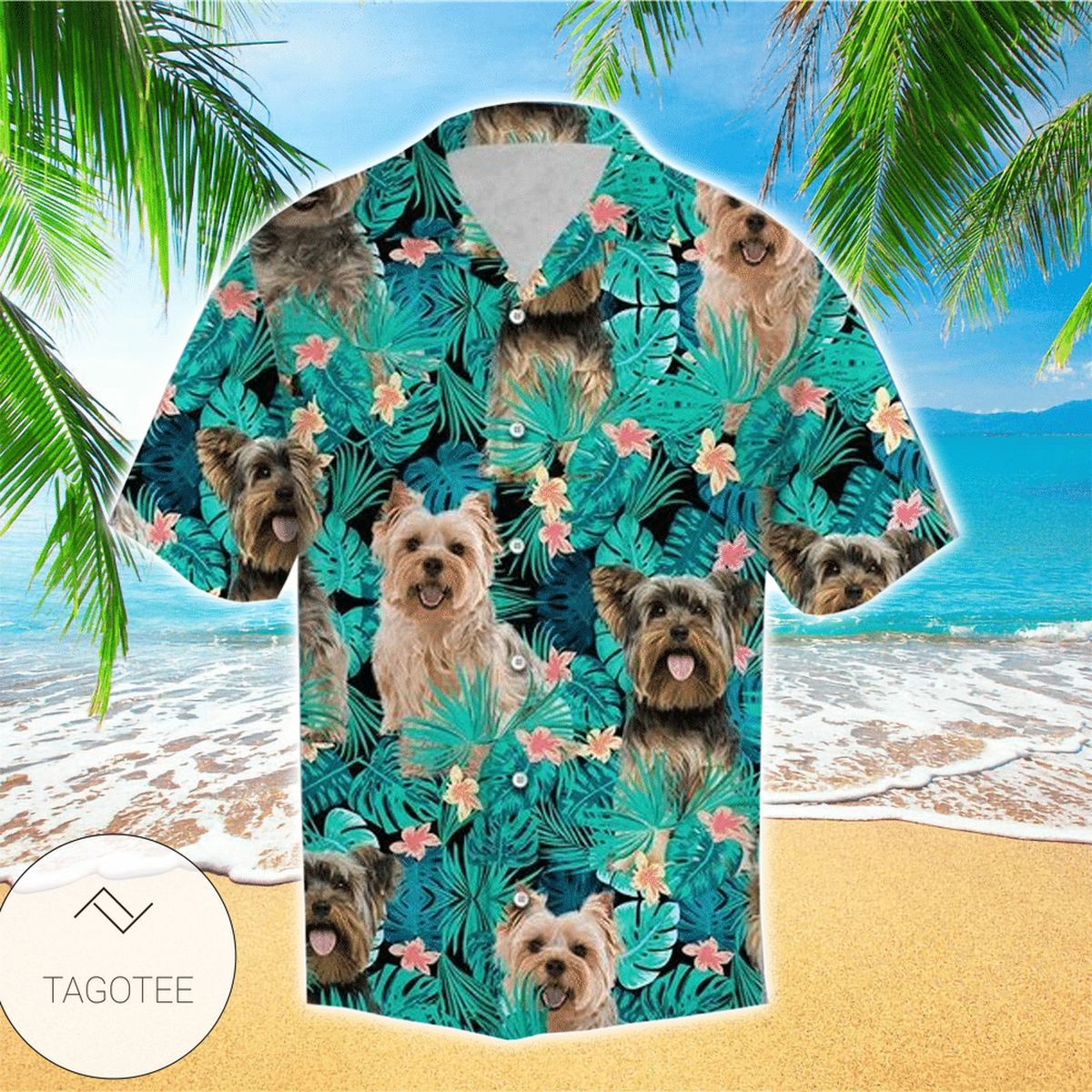 Yorkshire Terrier Tropical Polyester Hawaiian Shirt