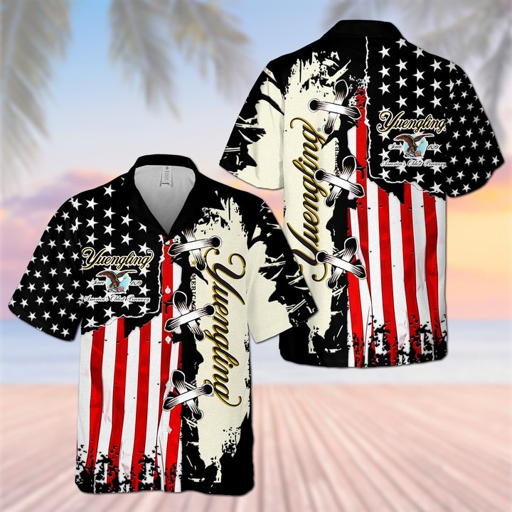 Yuengling Beer American Flag Hawaiian Shirt