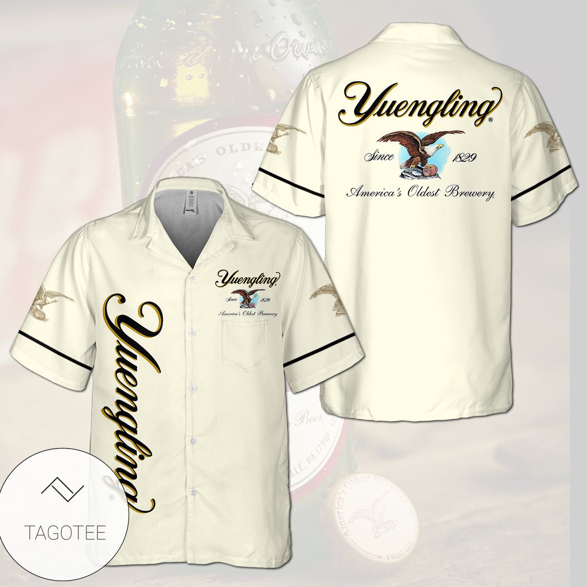 Yuengling All Over Print 3D Hawaiian Shirt – White