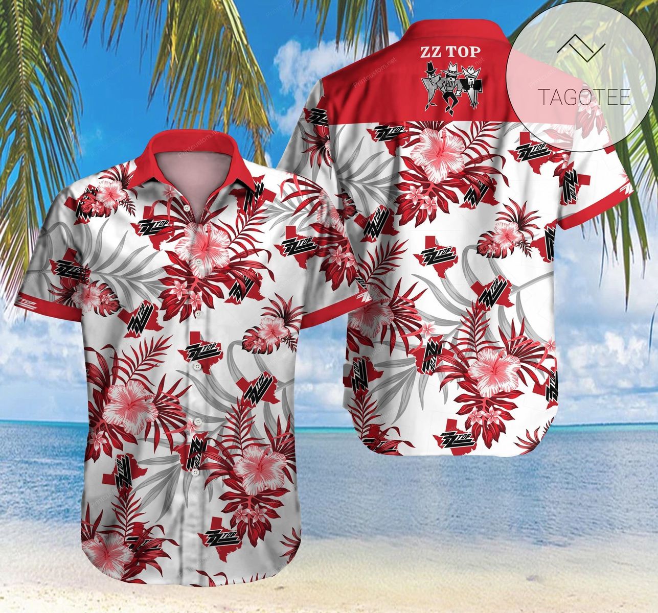 Zz Top American Rock Band Graphic Print Short Sleeve Hawaiian Casual Shirt