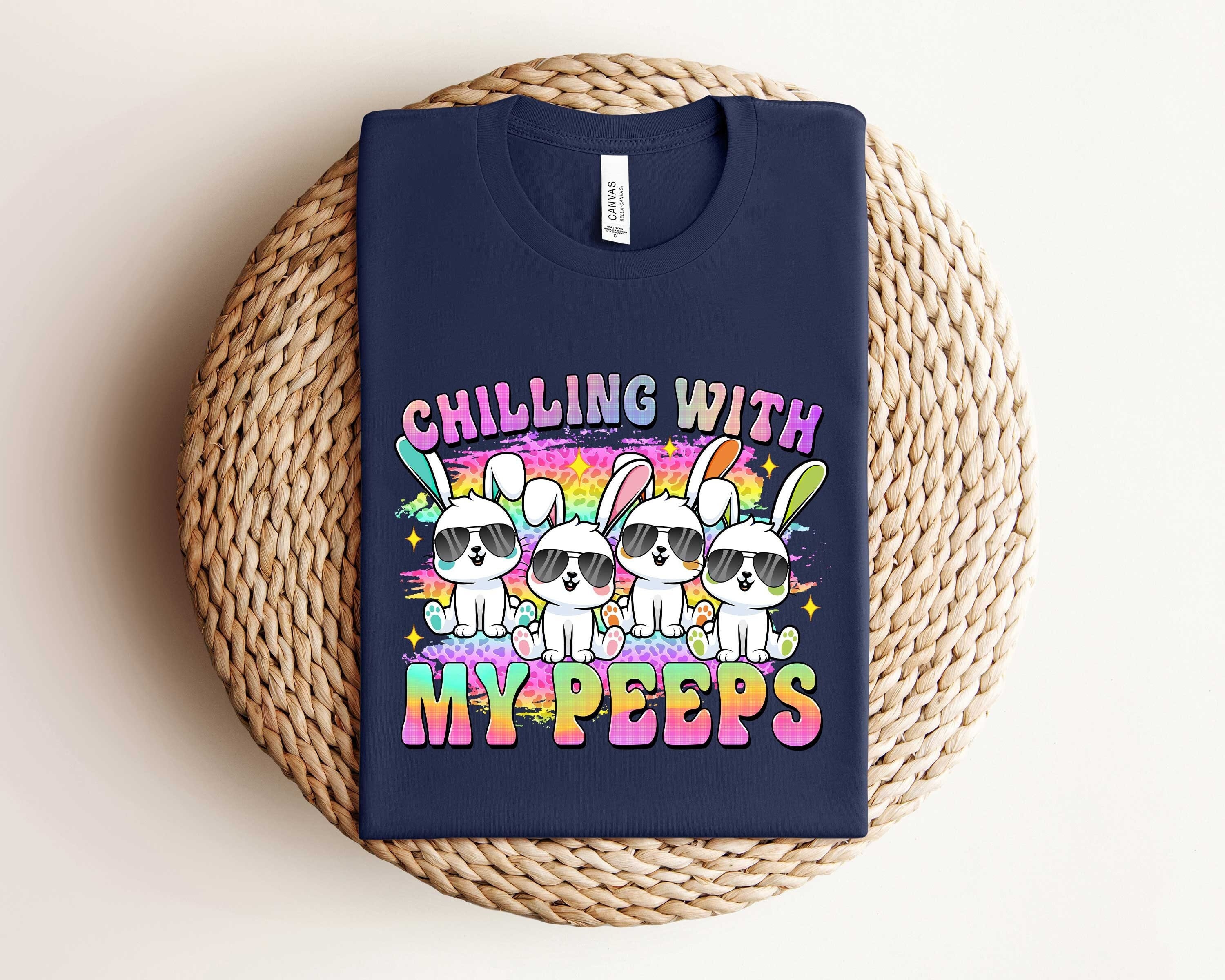artist bunny shirt chilling with my peeps shirt funny toddler shirt for easter 5905 f4vkq