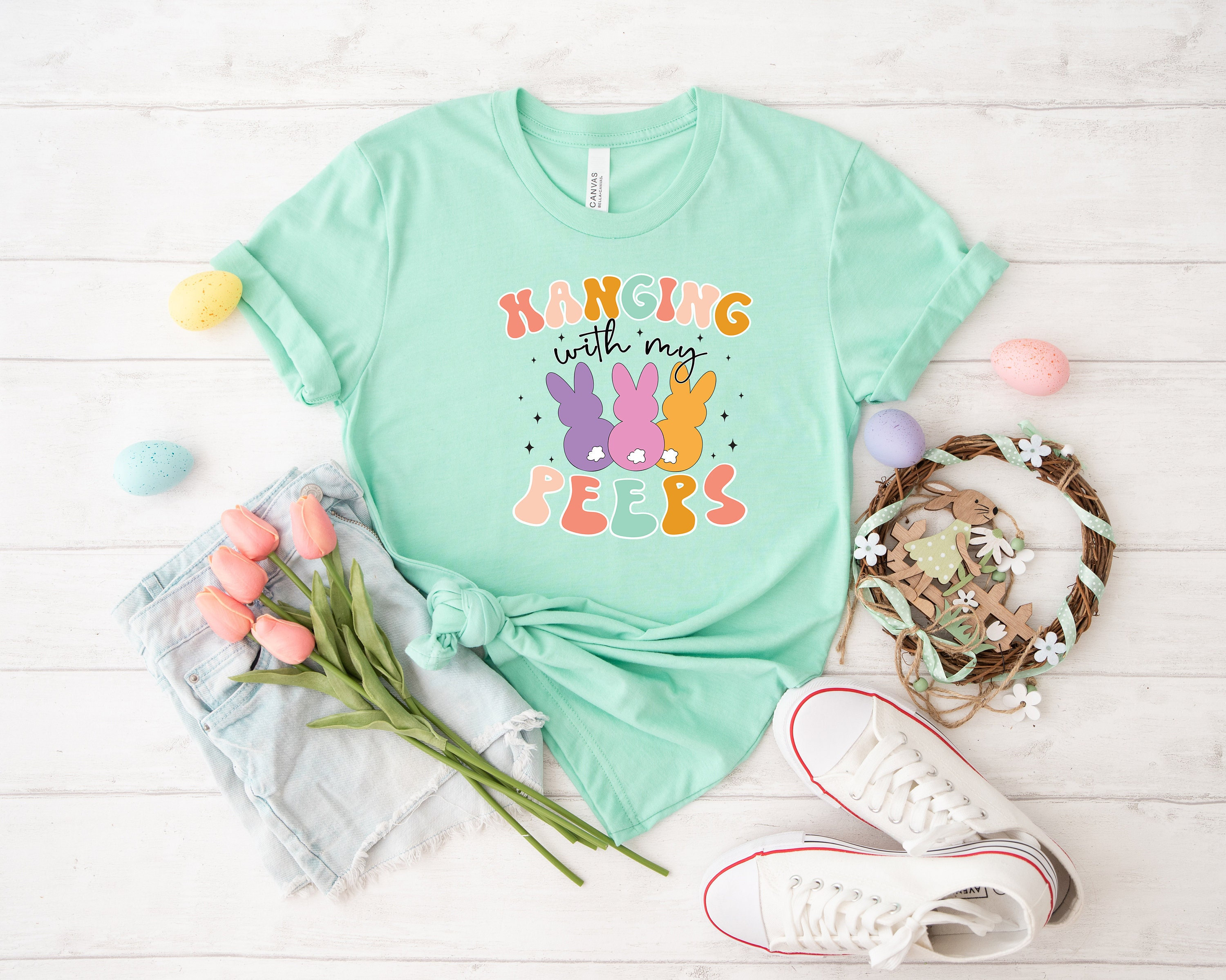 hanging with my peeps shirt easter day shirt easter bunny shirt 3554 fpwpb