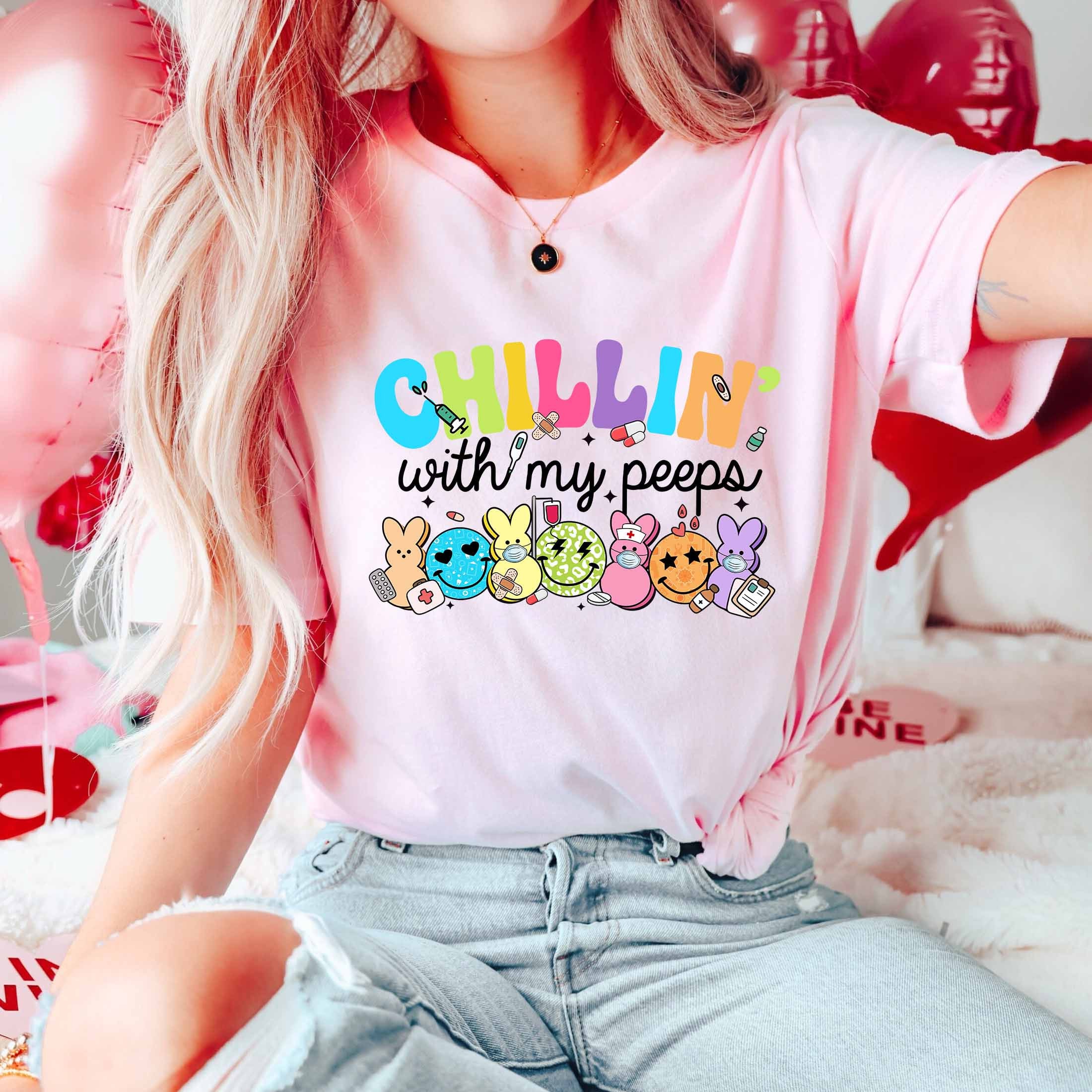 retro nurse easter shirt easter nurse shirt chillin with my peeps shirt 1162 0hi4l