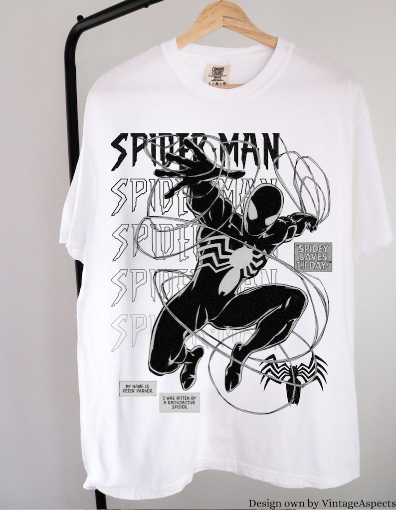 vintage spiderman shirt back black spidey t shirt 5828 h37r6