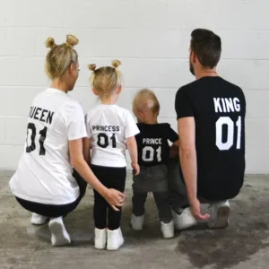 01 Father Mother Daughter Son Matching Shirts King and Queen Shirts Outfits 3