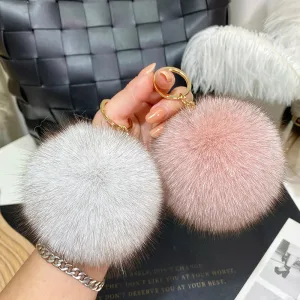 Ball Keychain Pompom Bag Charm Girl Women Gift 1