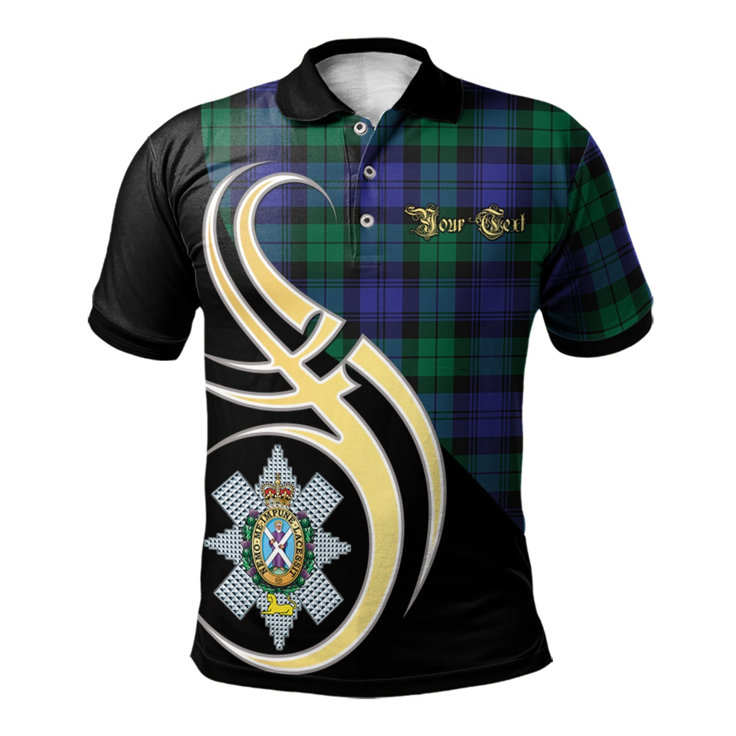 McAlister Modern Tartan Crest Polo Shirt - Thistle Black Style main image 1