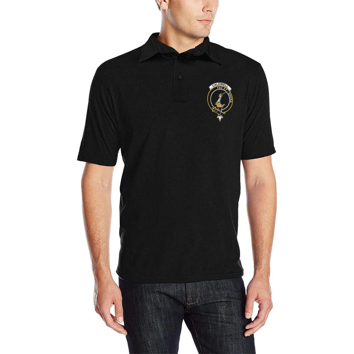 Calder (Calder-Campbell) Tartan Crest Birdseye Mesh Polo Shirt