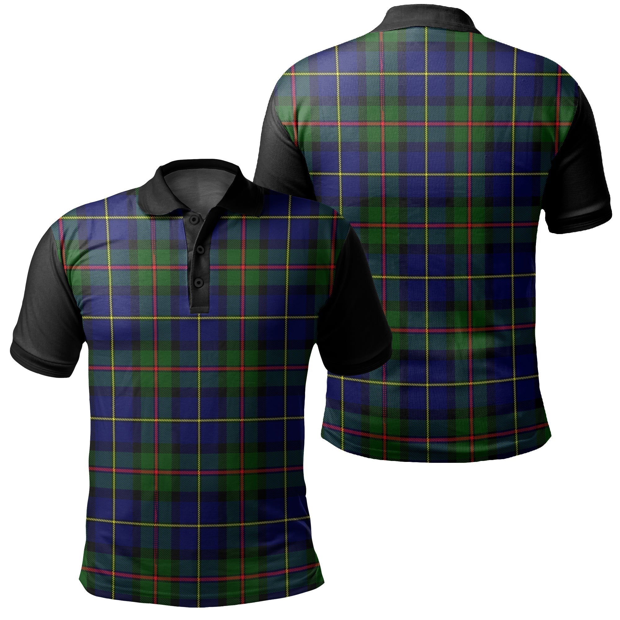 Arbuthnot Modern Tartan Crest Polo Shirt - Thistle Black Style