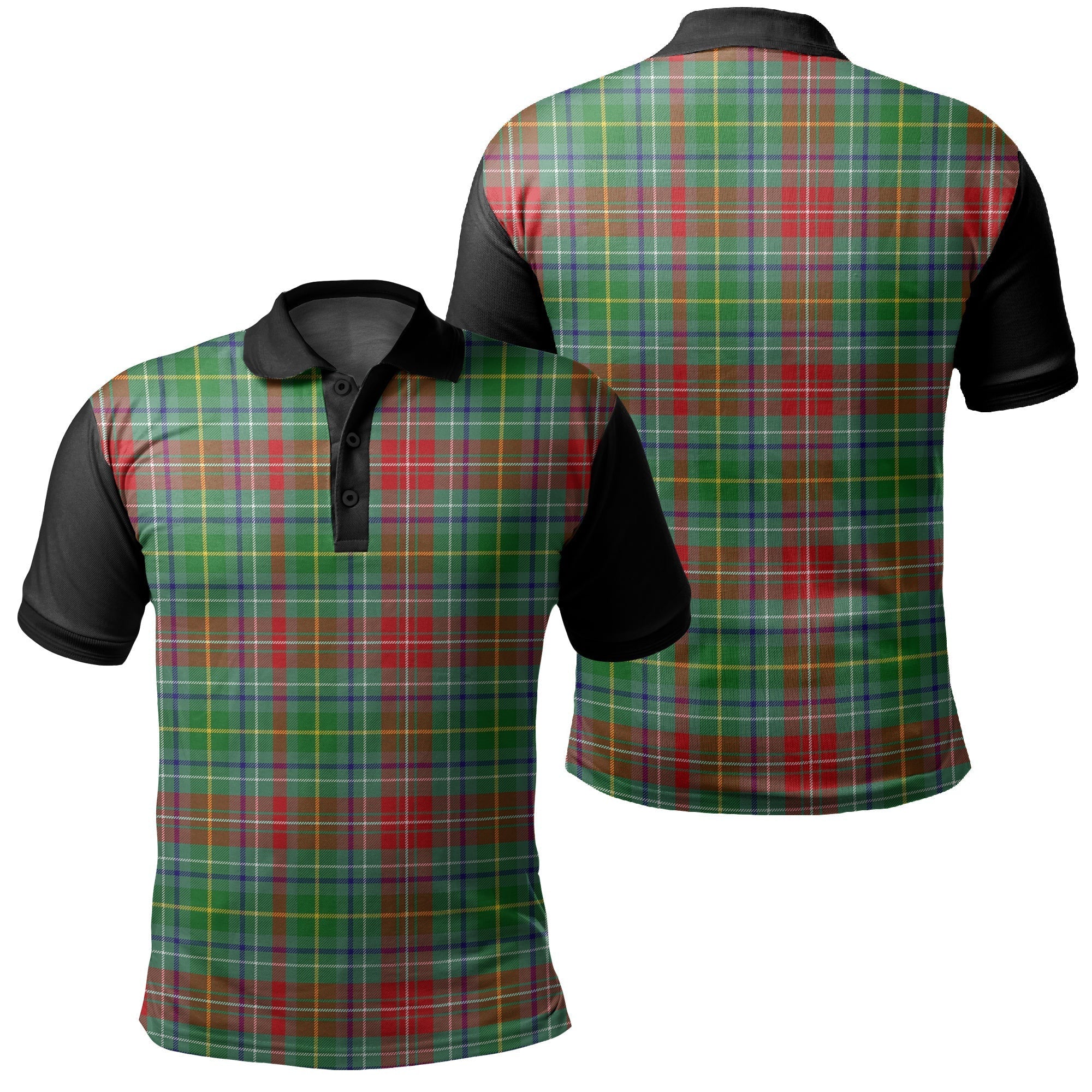 Cumming Modern Tartan Crest Polo Shirt - Thistle Black Style