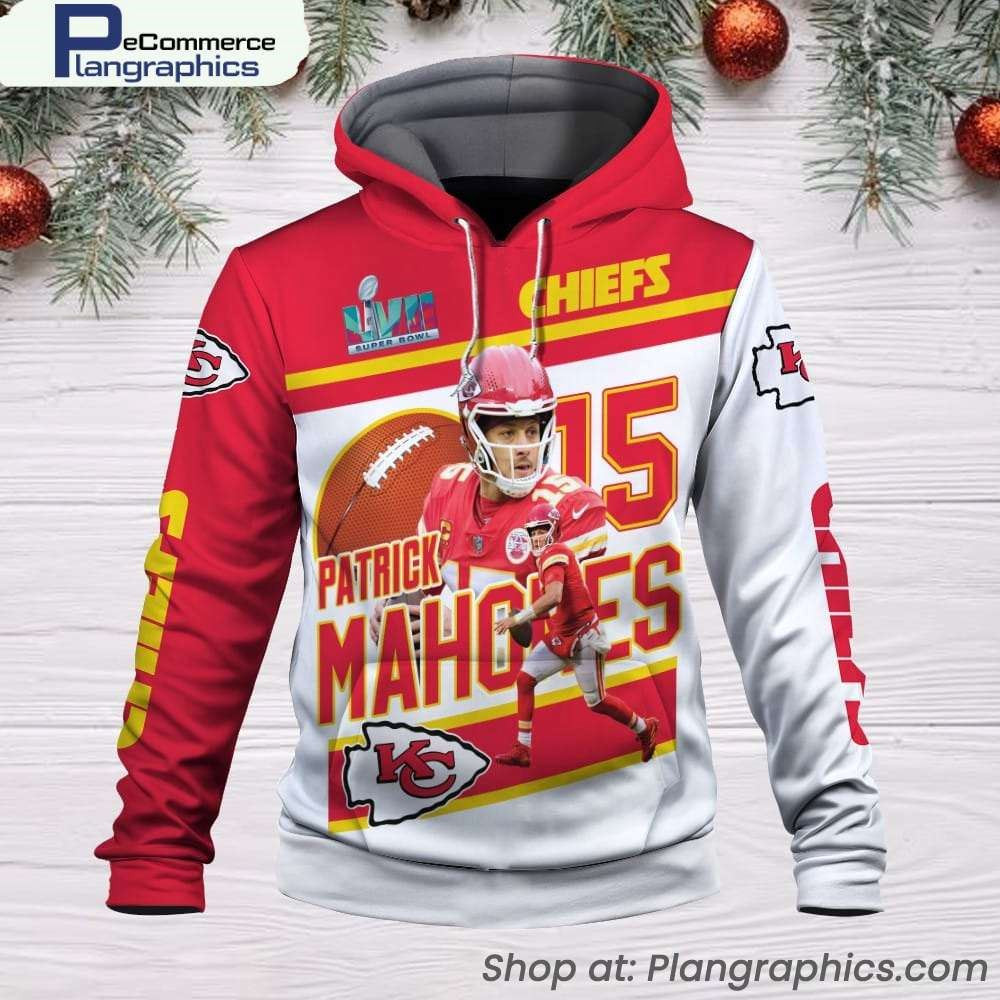 Men's Hooded Pullover Hoodie With Big Yellow Circle KC Chiefs Print – 3D Design, Red & Blue, Size 4XL - View #7